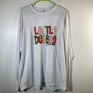Womens Jerzees Christmas Little Debbie‎ Junkie Tee Shirt Long Sleeve White XL